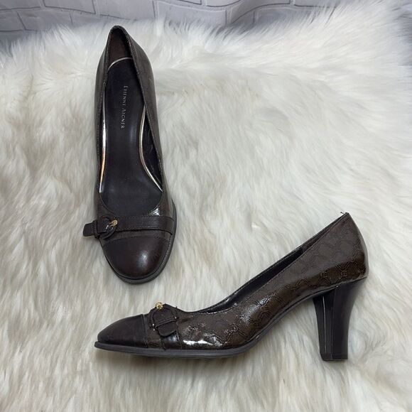 Etienne Aigner Margaux Signature Brown Heels Sz 9 - Picture 1 of 7